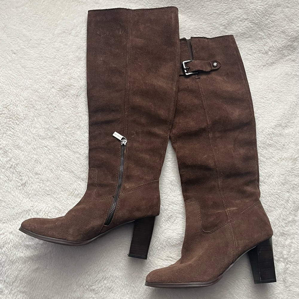 Michael Kors Brown Suede Over-the-Knee Block Heel Boots